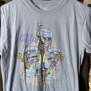 POP! Tee Star Wars Mandalorian 100% Cotton Grey Graphic Print Tee T-Shirt SZ Med